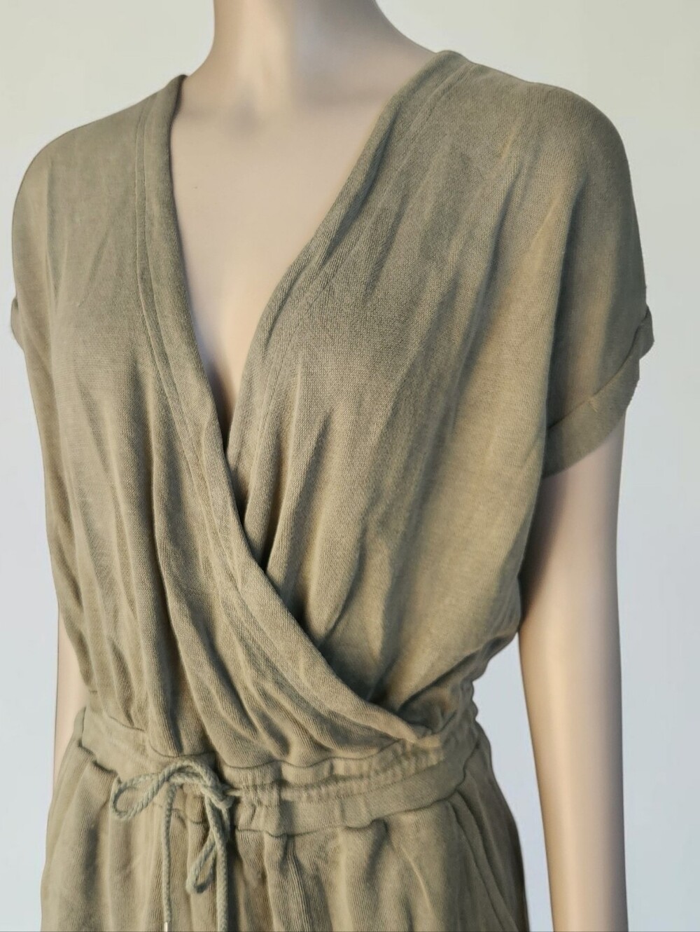L Space Great Escape Slub Jersey Romper Olive Green Women S Cap Sleeve One Piece - Picture 7 of 15